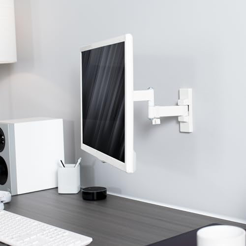 White Full Motion Wall Mount for up to 27 inch LCD LED TV and Computer Monitor Screens N664969