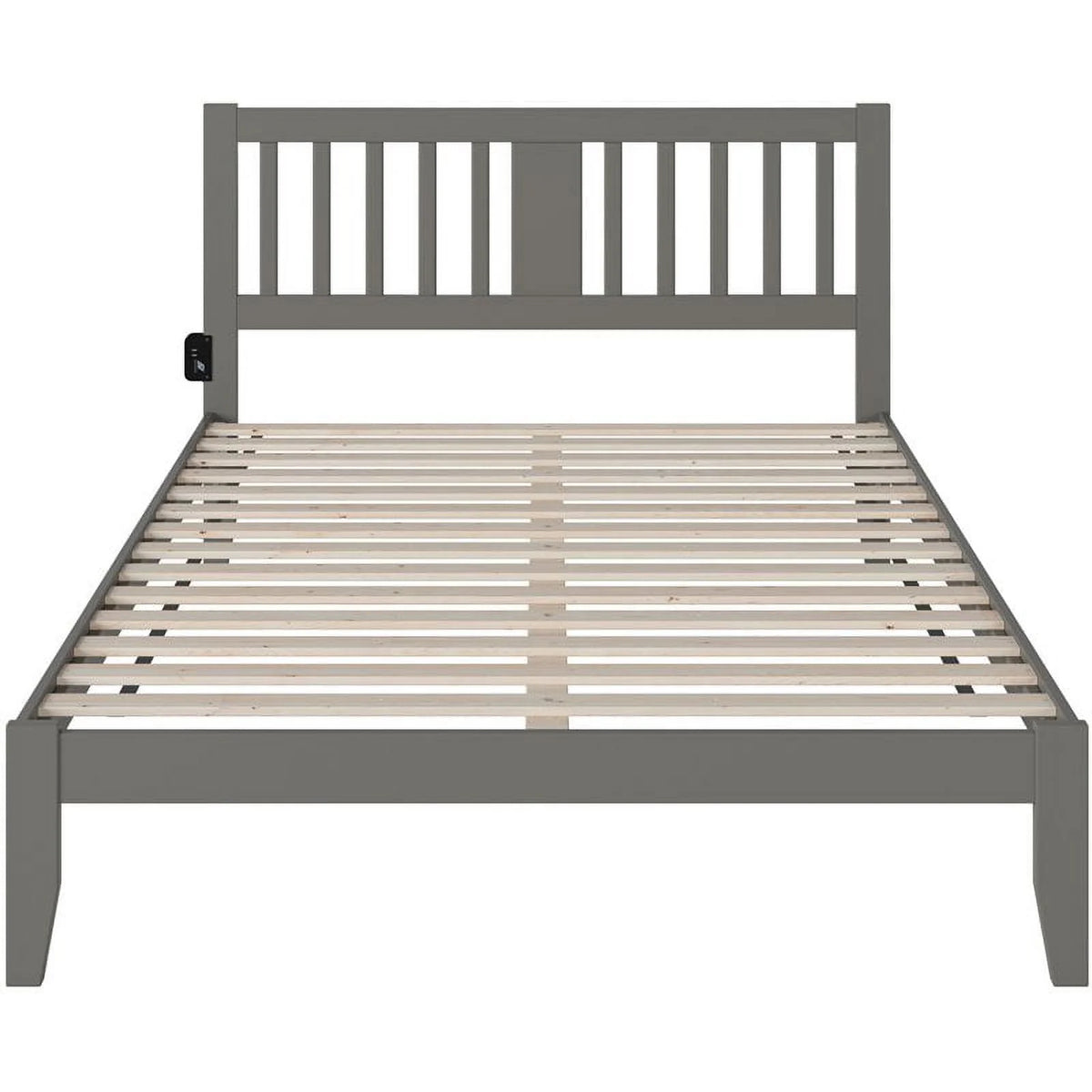 Gray Wood Queen Spindle Bed with USB Charger J6751
