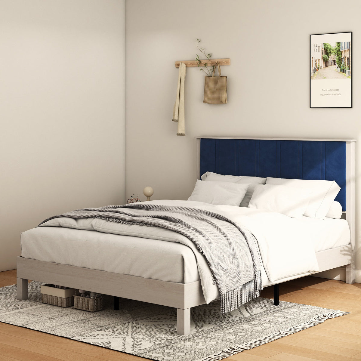 King Wood Bed Frame with Headboard G559435