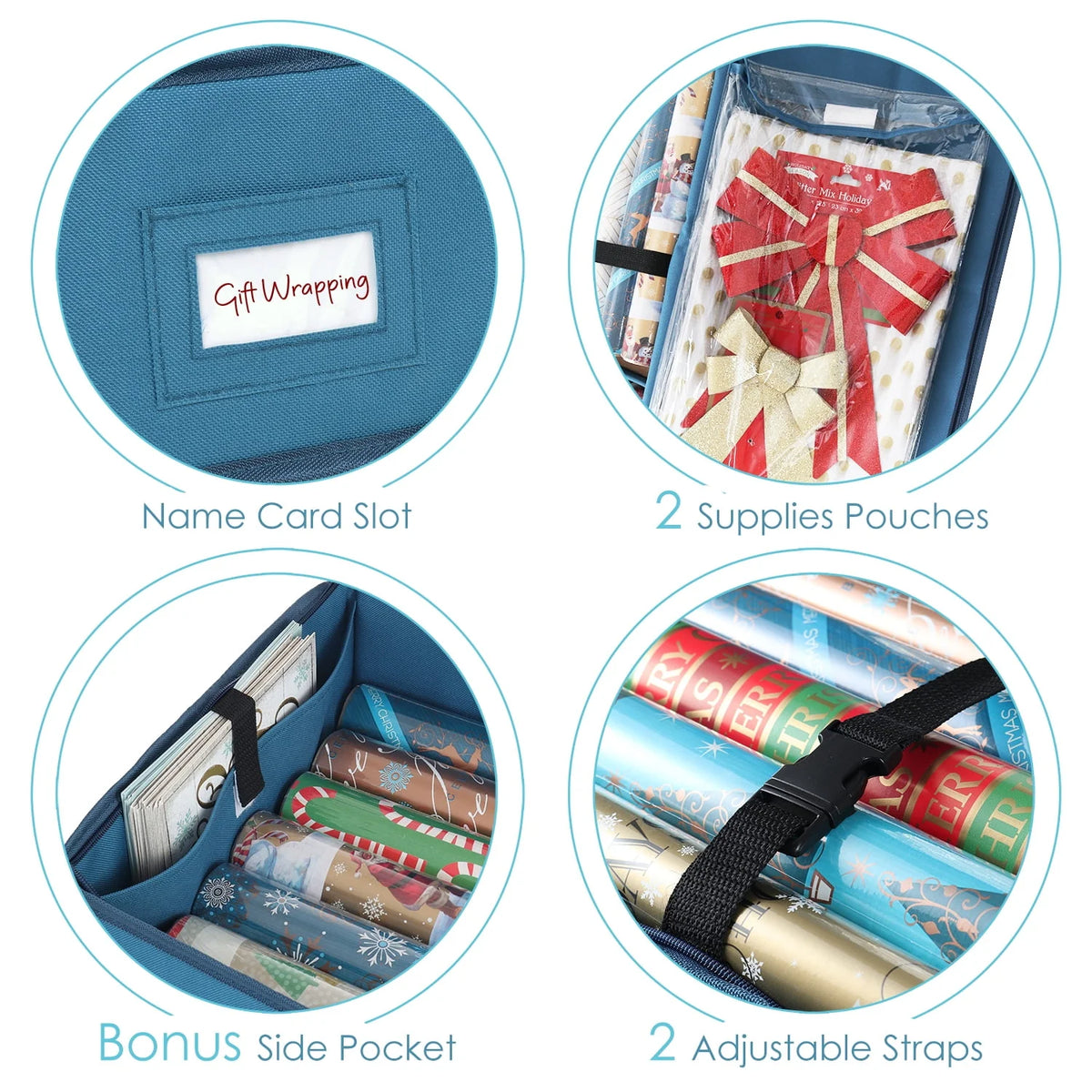 Wrapping Paper Storage Container with Interior Pockets H30792