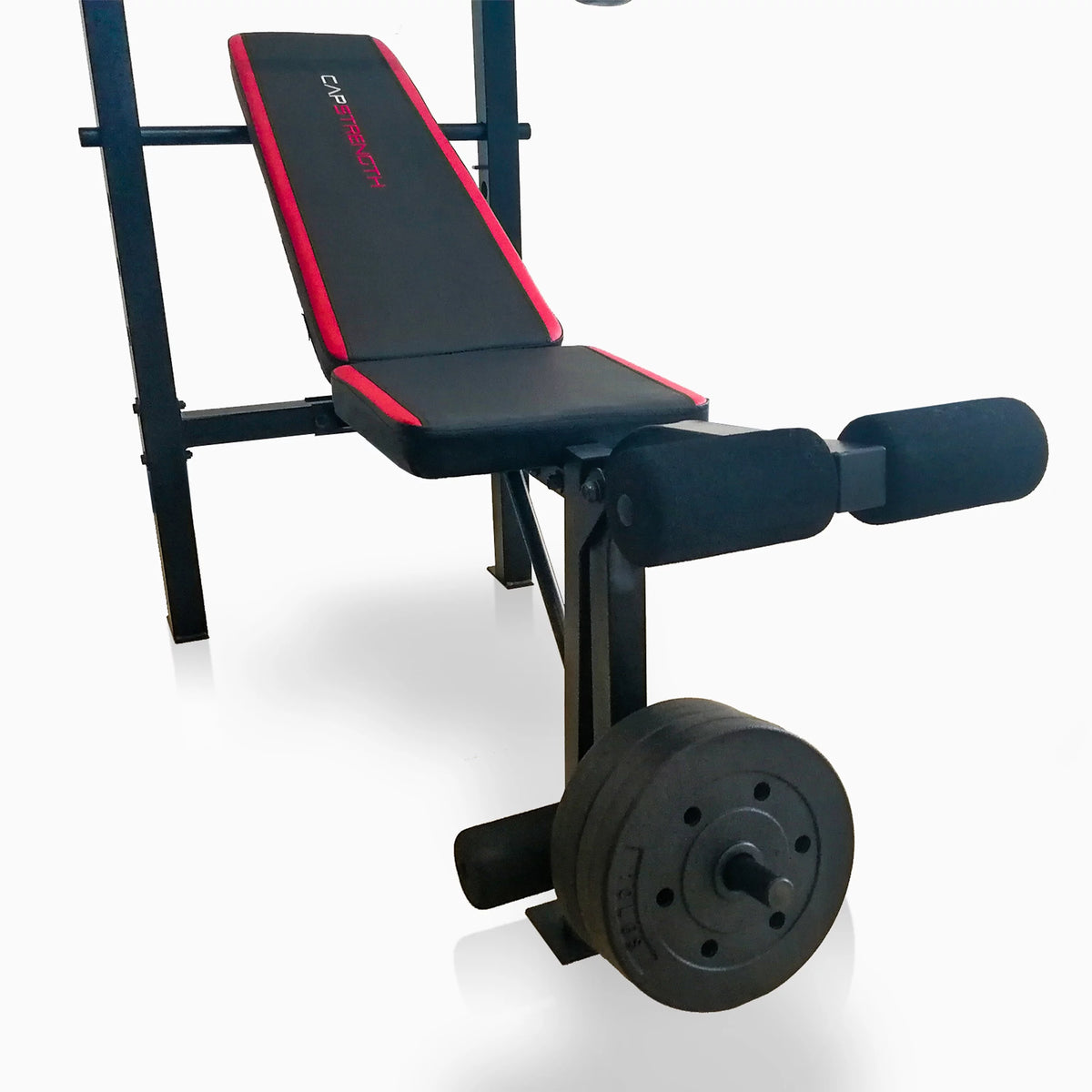 Adjustable Weight Bench with Rack and 90 lb Vinyl Weight Set D3529