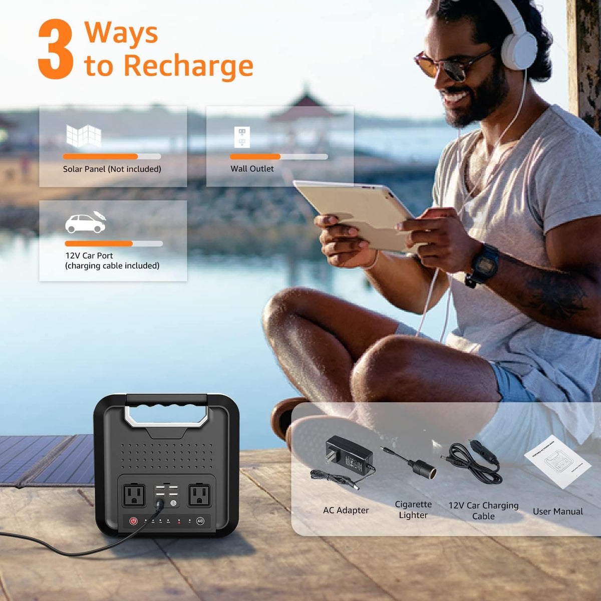Portable Power Bank with AC Outlet 220Wh 110V Laptop Charger Battery Backup V740128