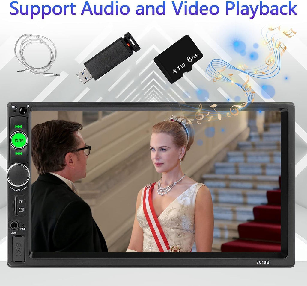 7 Inch Touchscreen Double Din Bluetooth Car Stereo with Backup Camera U80641