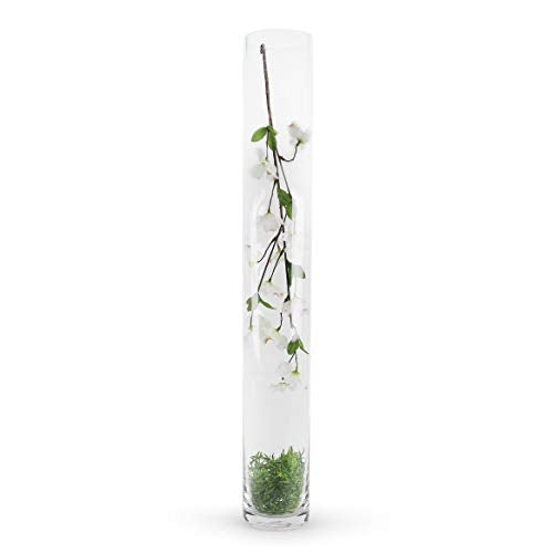 Thick Weighted Tall Clear Cylinder Glass Vase, 4" W x 20" H, 1 Piece W3940