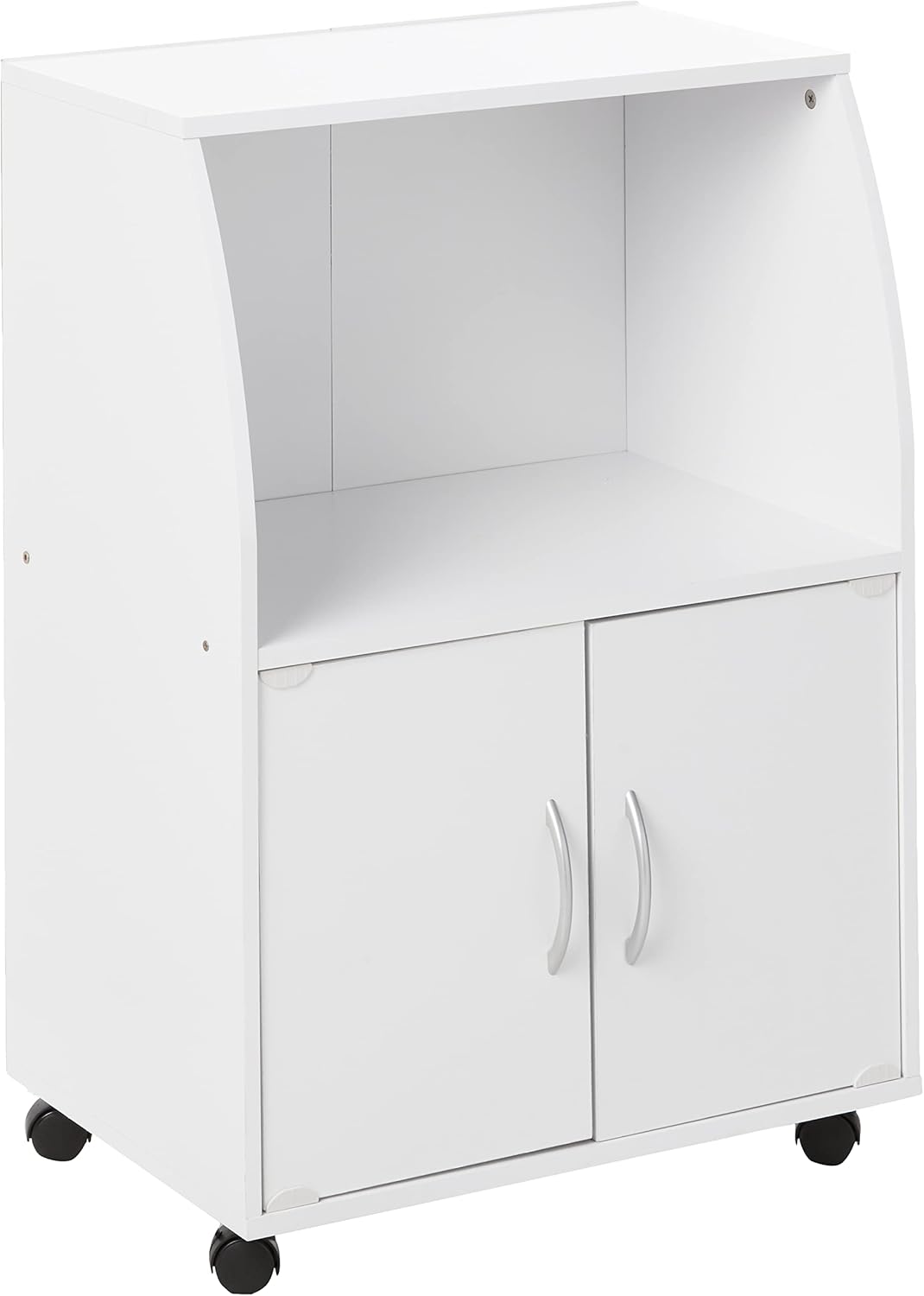 White Beech Microwave Cart with Two Doors and Shelf M27215