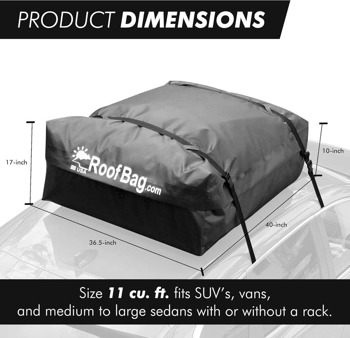 Waterproof Rooftop Cargo Bag with Straps and Storage Bag H12856