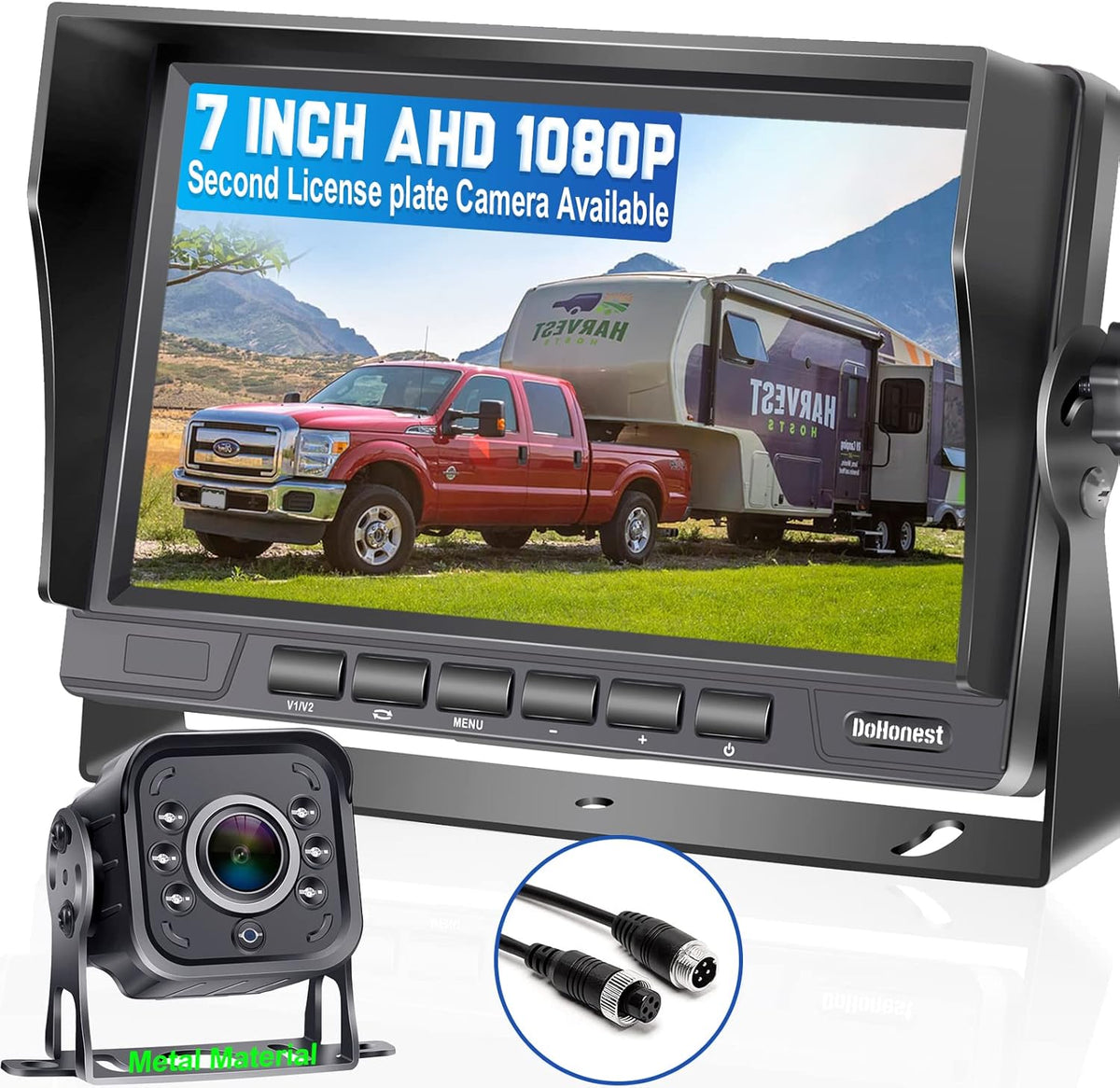 Wired AHD 1080P RV Backup Camera with 7'' LCD Monitor P394