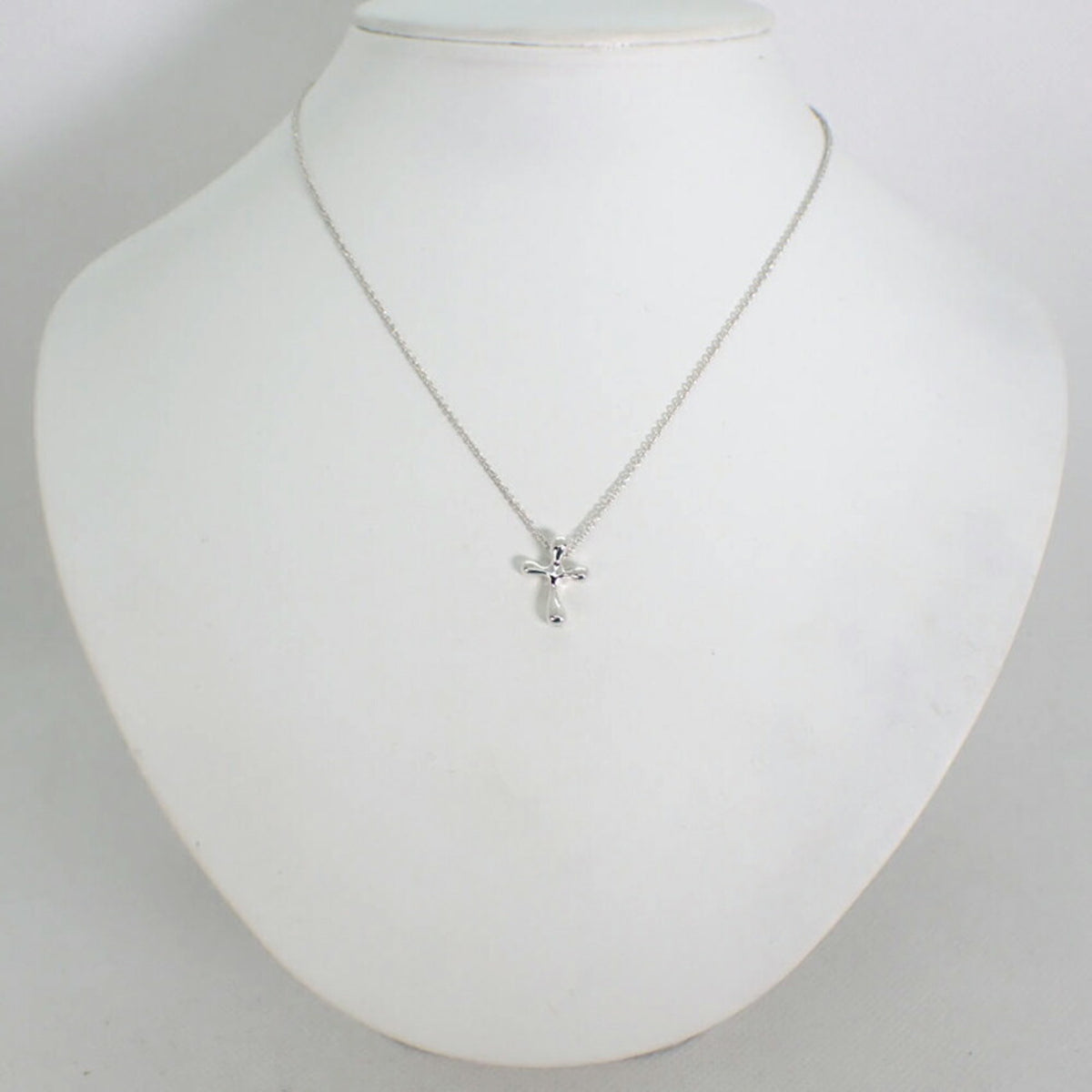 925 Teardrop Cross Pendant Necklace W327794