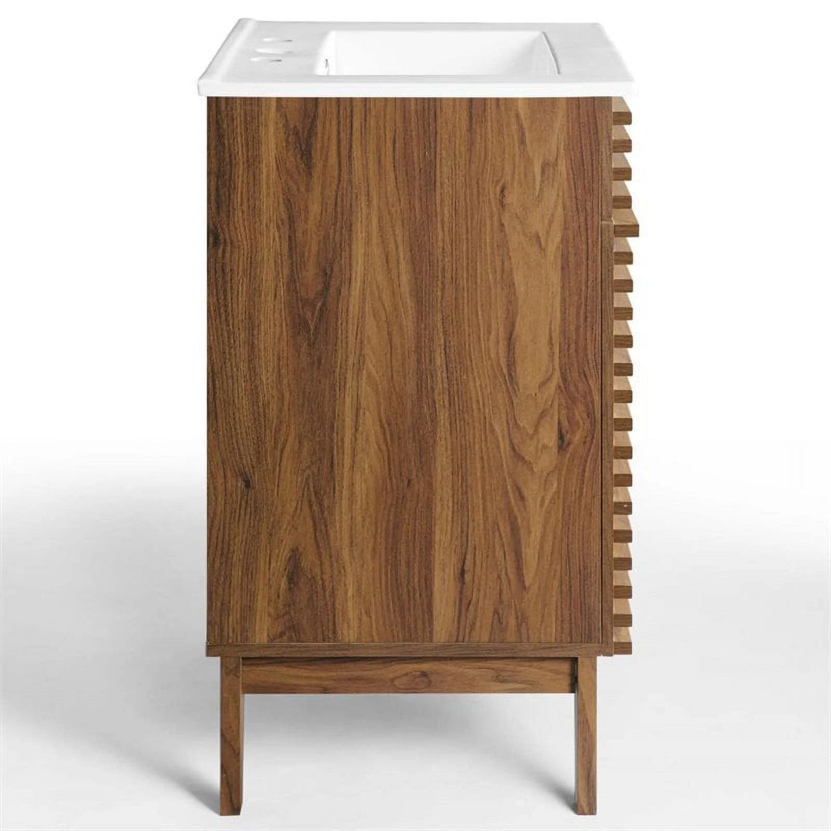 Walnut/White Wood Bathroom Vanity with Storage Shelf G994
