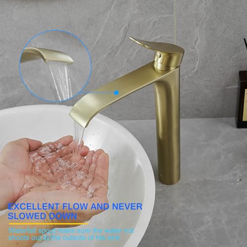 Brushed Gold Single Handle Vessel Sink Faucet Q224