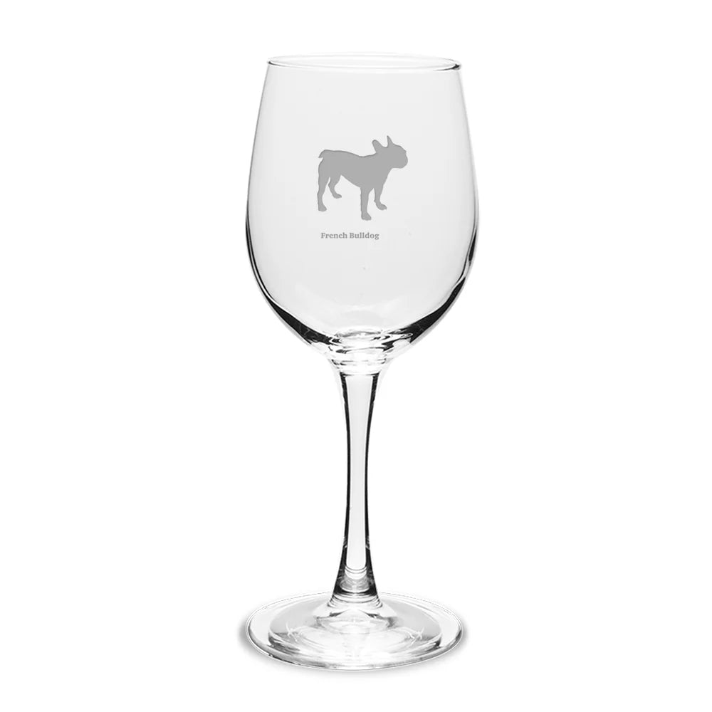 French Bulldog 12 oz White Wine Glass V485