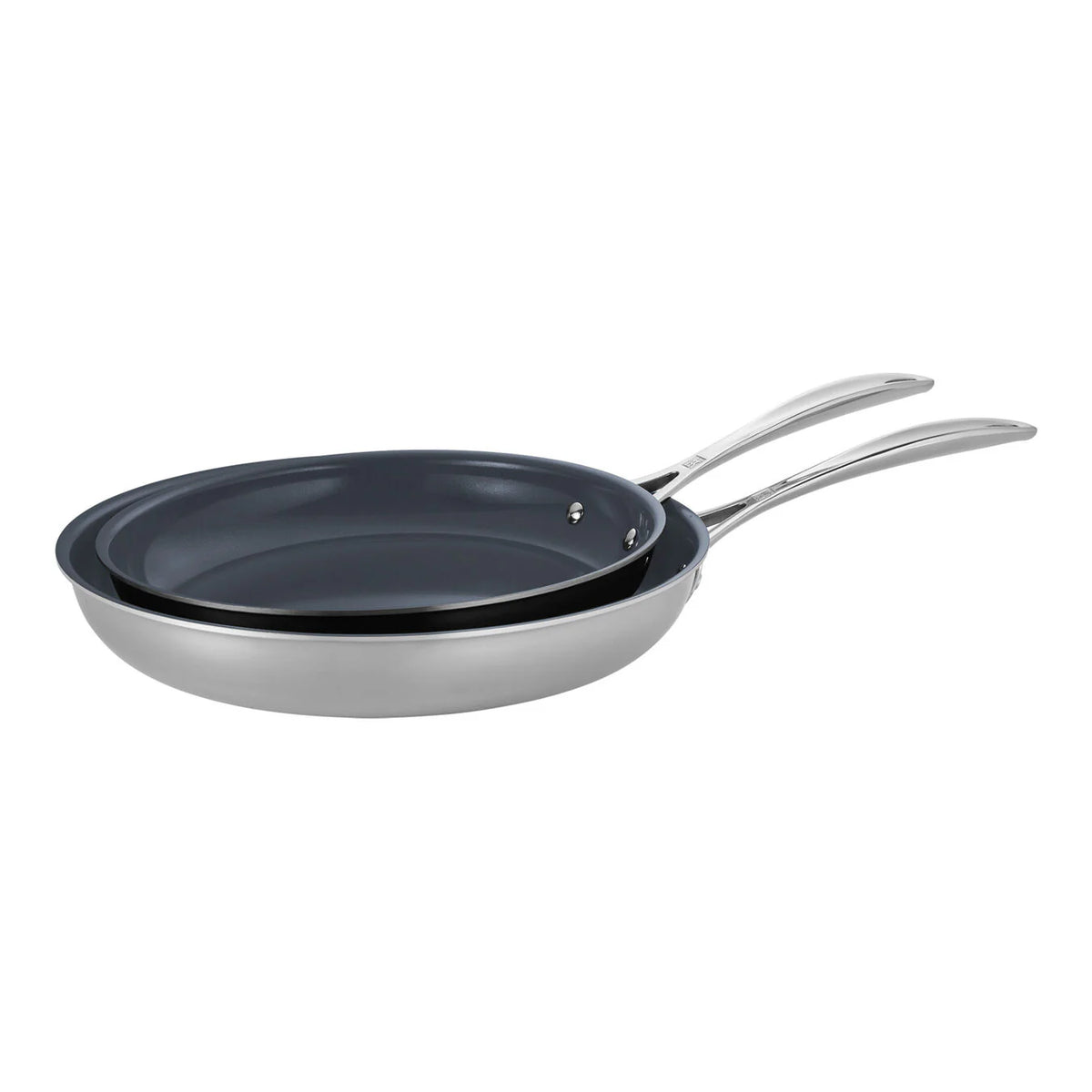 2pc Stainless Steel Ceramic Nonstick Fry Pan Set O8728