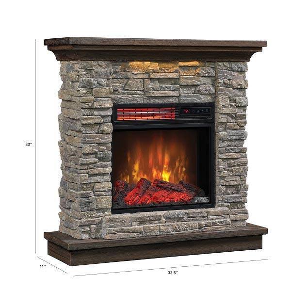 Smoky Gray Stone Electric Fireplace Wall Mantel R314