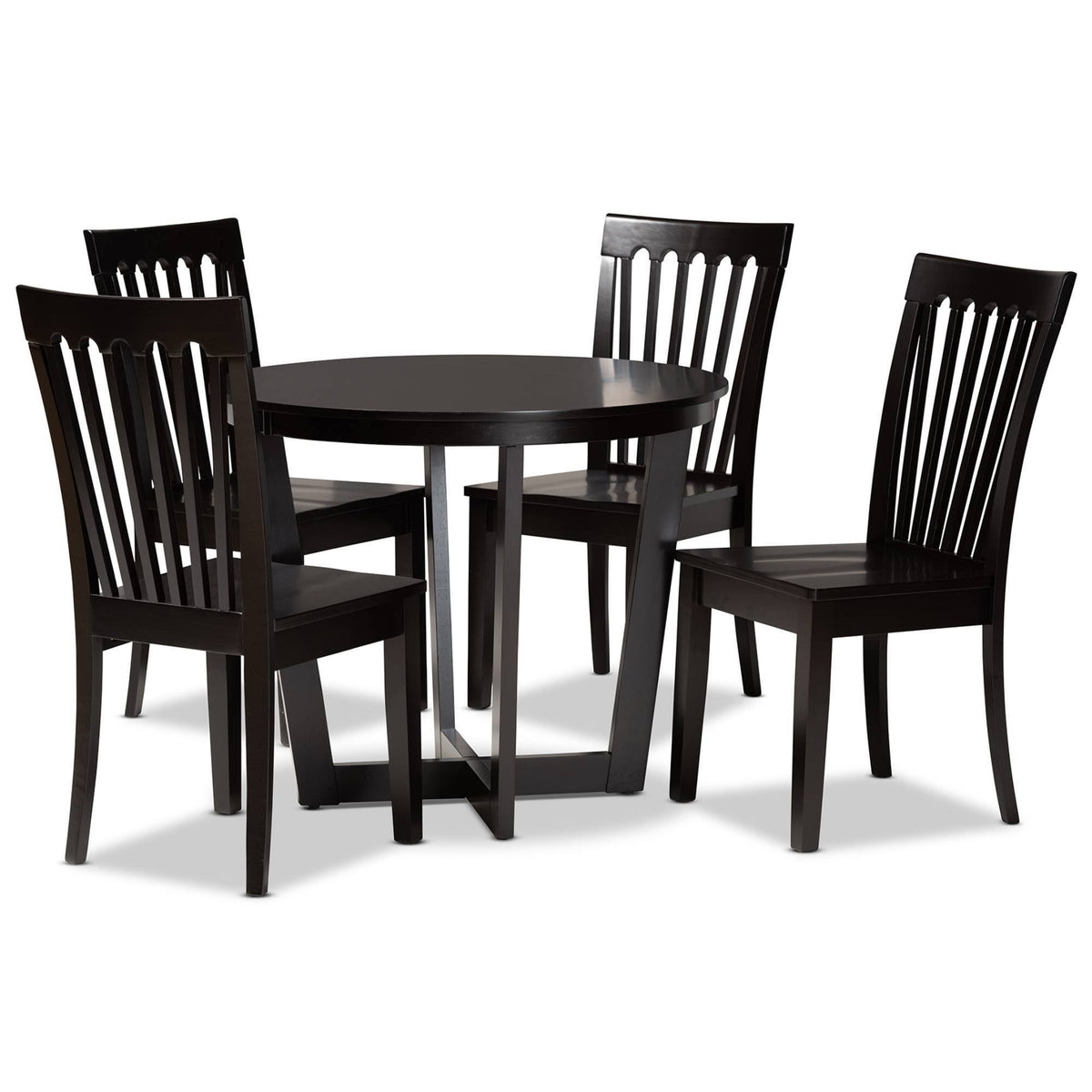 5-Piece Dark Brown Wood Dining Set V479266