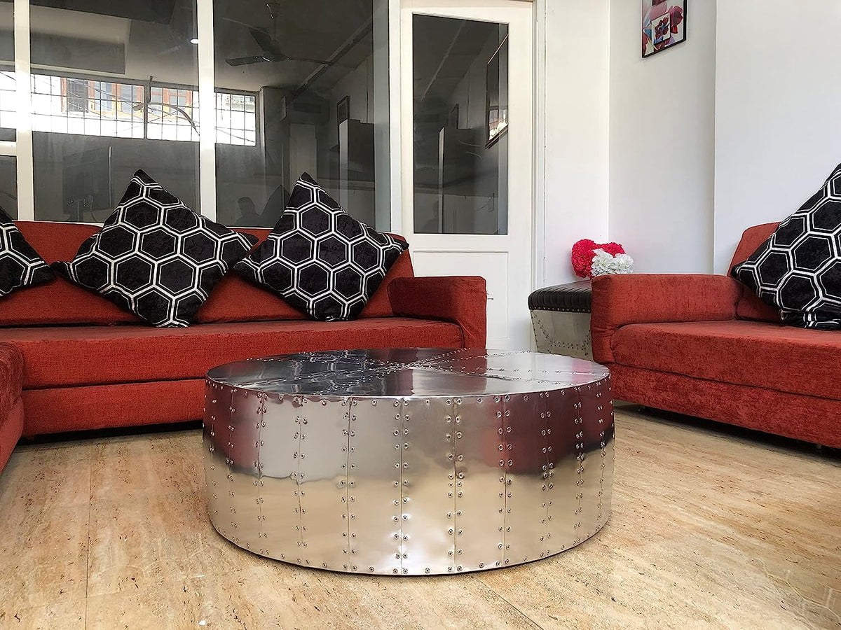Aluminum Drum Shaped Coffee Table 40 inches C2524