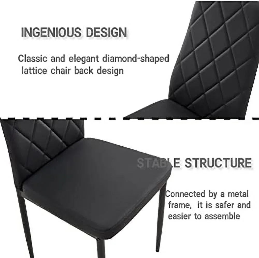Dining Chairs Set of 6 High Back PU Leather Metal Legs K901