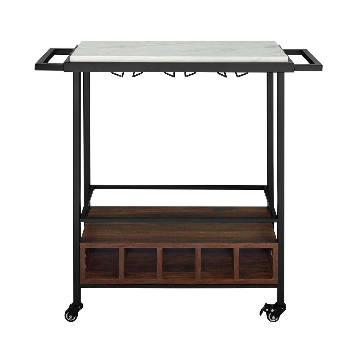 34 inch Black Marble Serving Bar Cart G890894
