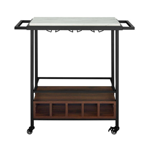34 inch Black Marble Serving Bar Cart G890894
