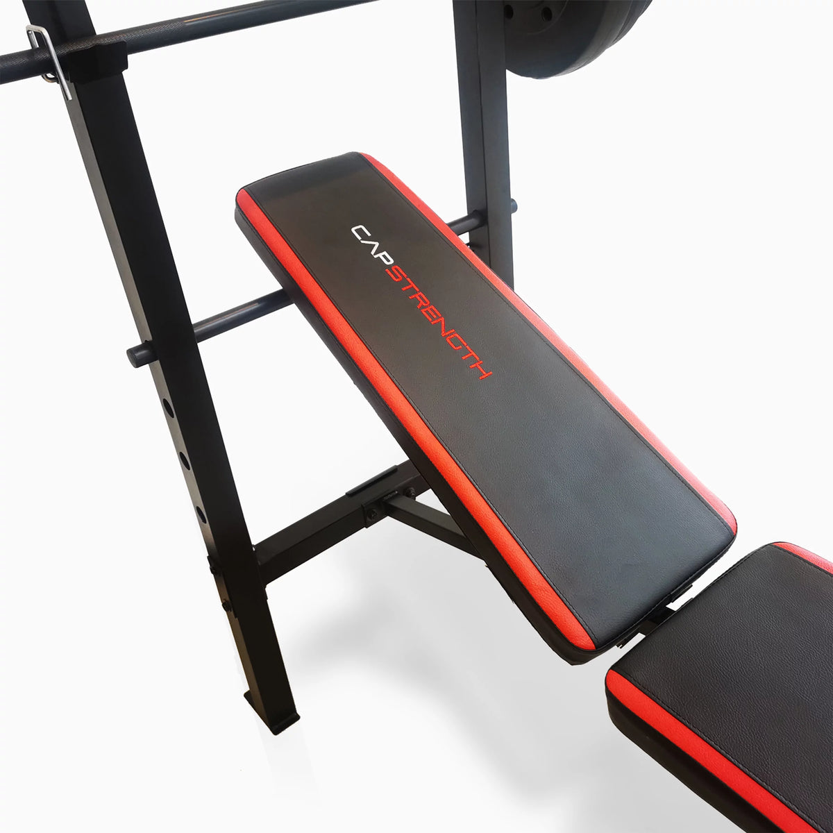 Adjustable Weight Bench with Rack and 90 lb Vinyl Weight Set D3529
