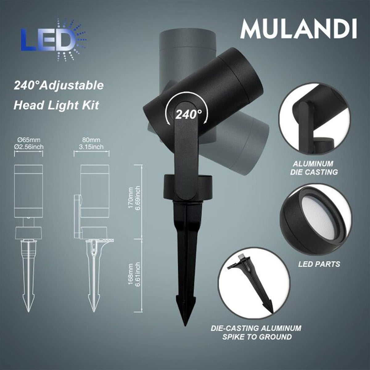 LED Landscape Spotlight Lights Outdoor, 10W 12V W+RGB Low Voltage Yard Flood Lights with Transformer, Ground Stake Lawn Light (3 Pack) H40166