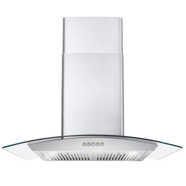 380 CFM Convertible Wall Mount Range Hood with Glass Canopy S2502