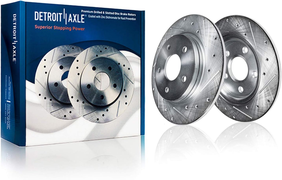 Front Rear Drilled & Slotted Rotors + Brake Pads 10pc Set O8988