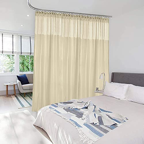 White 10ft x 7ft Cubicle Curtain Room Divider with Flexible Flat Hook (1 Panel) L306985