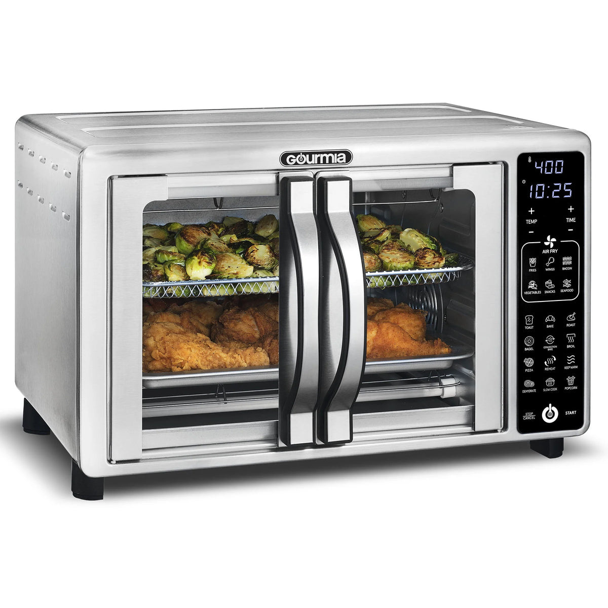 Digital Air Fryer Toaster Oven with French Doors, 6 Slice, Stainless Steel N1410