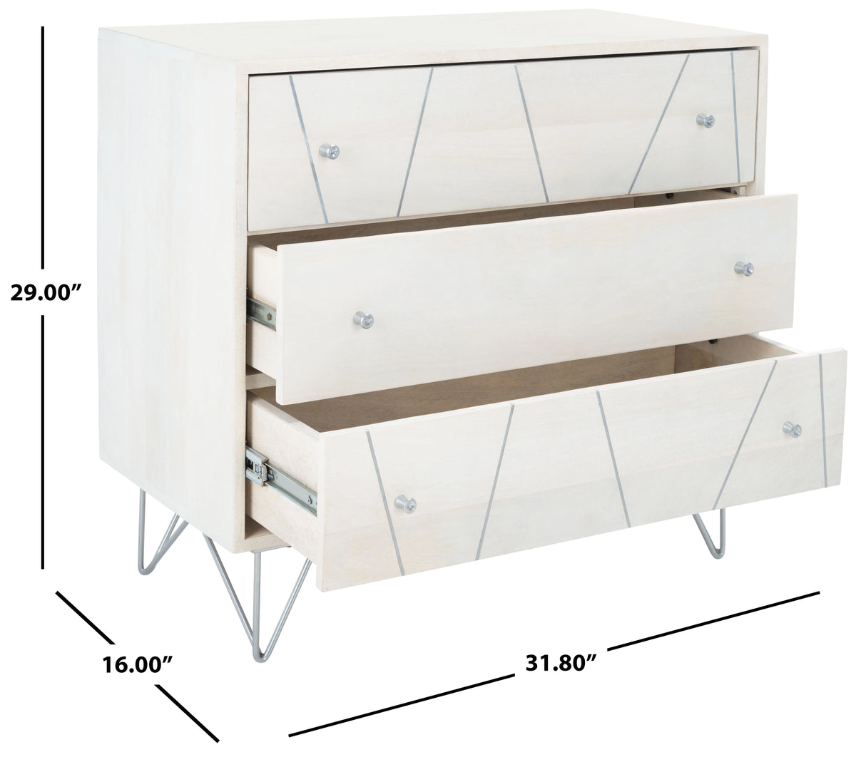 Grey White Washed 3 Drawer Dresser S372