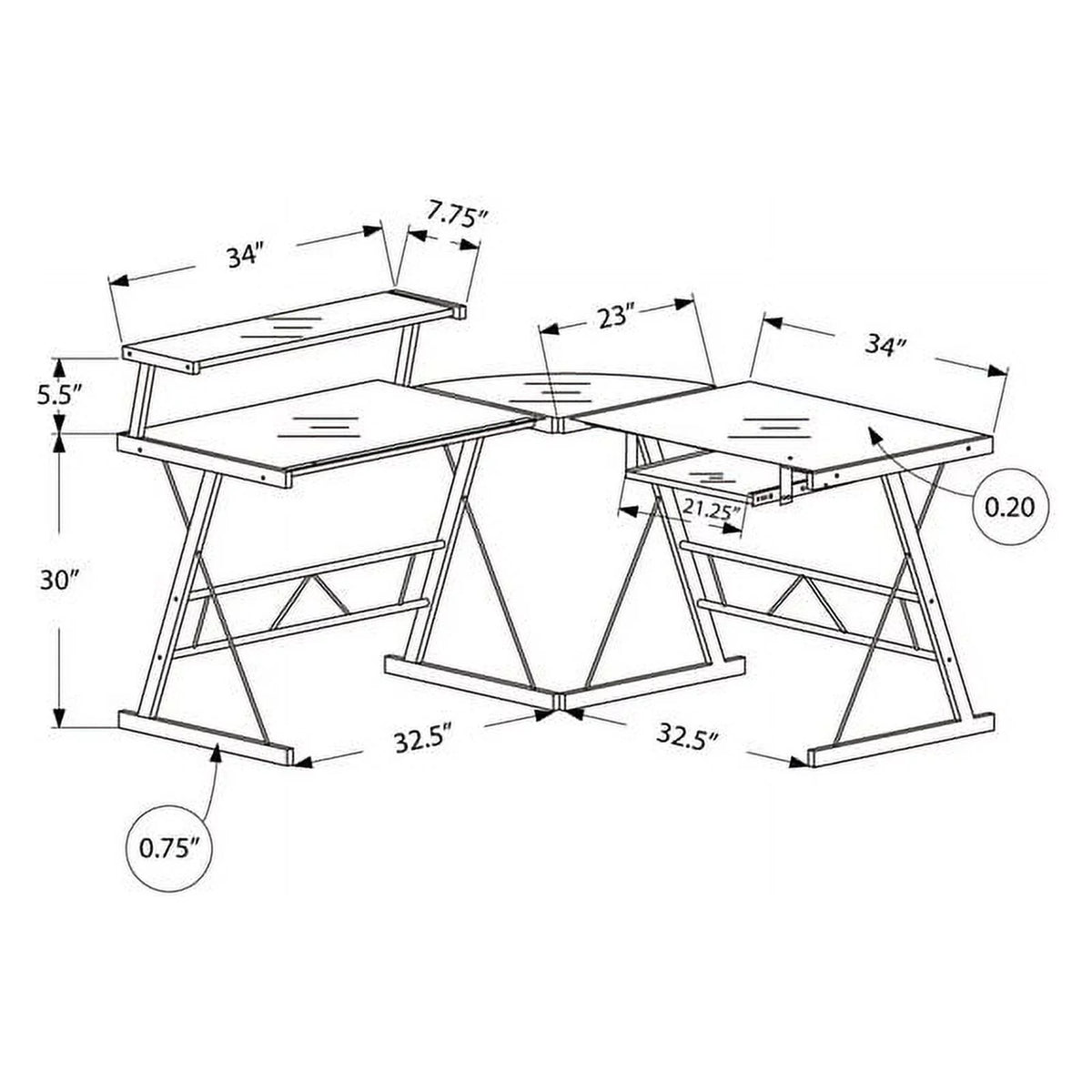 Black L Shaped Computer Desk N633041
