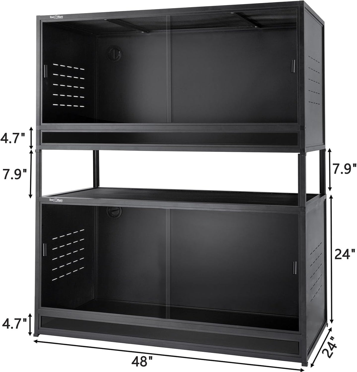 PVC Reptile Enclosure 48"x24"x24" 120 Gallon Large Tank with Sliding Tempered Glass Doors R3826