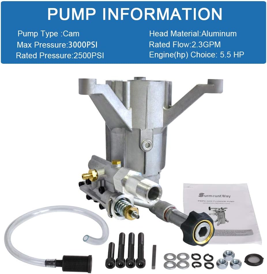Vertical Pressure Washer Pump 3000PSI 2.3GPM Aluminum Head Pack of 2 X48495