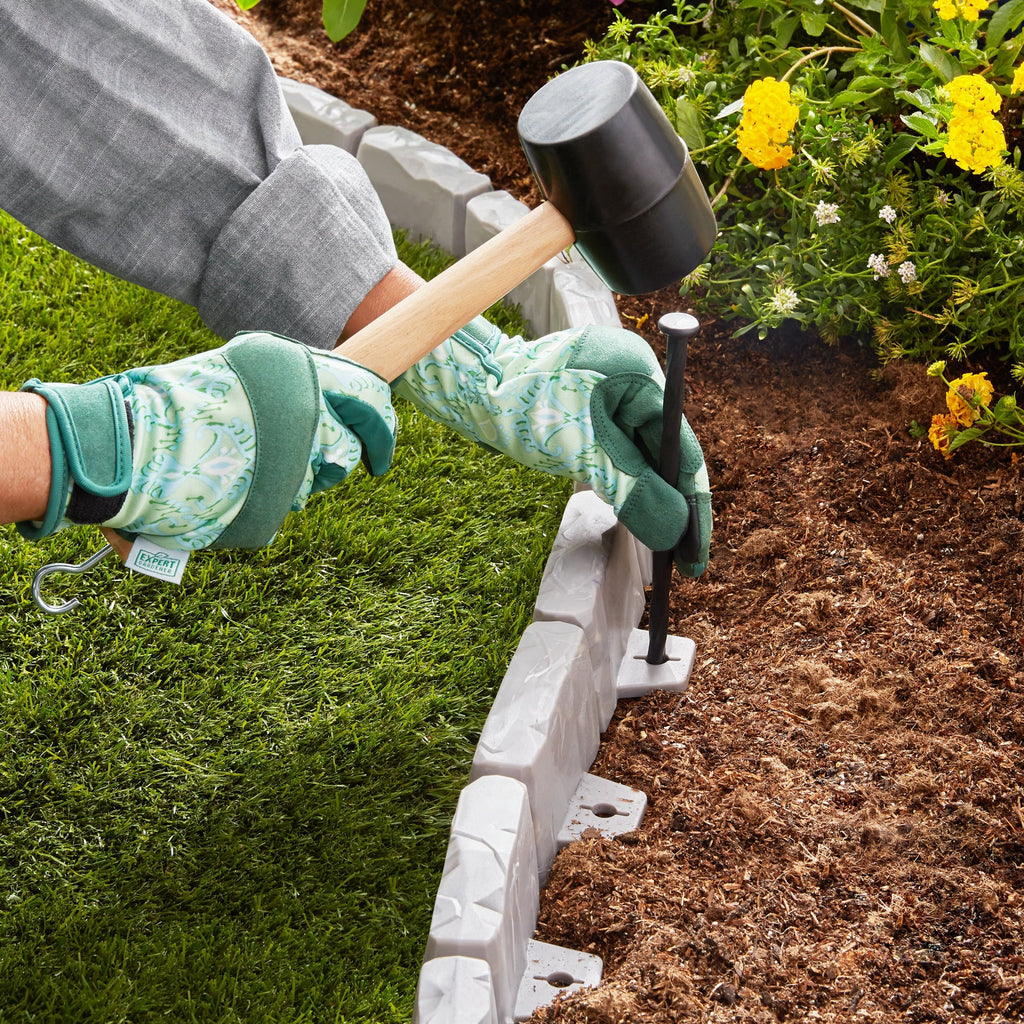Faux Stone No-Dig Landscape Edging 10-ft. Plastic Gray E782889