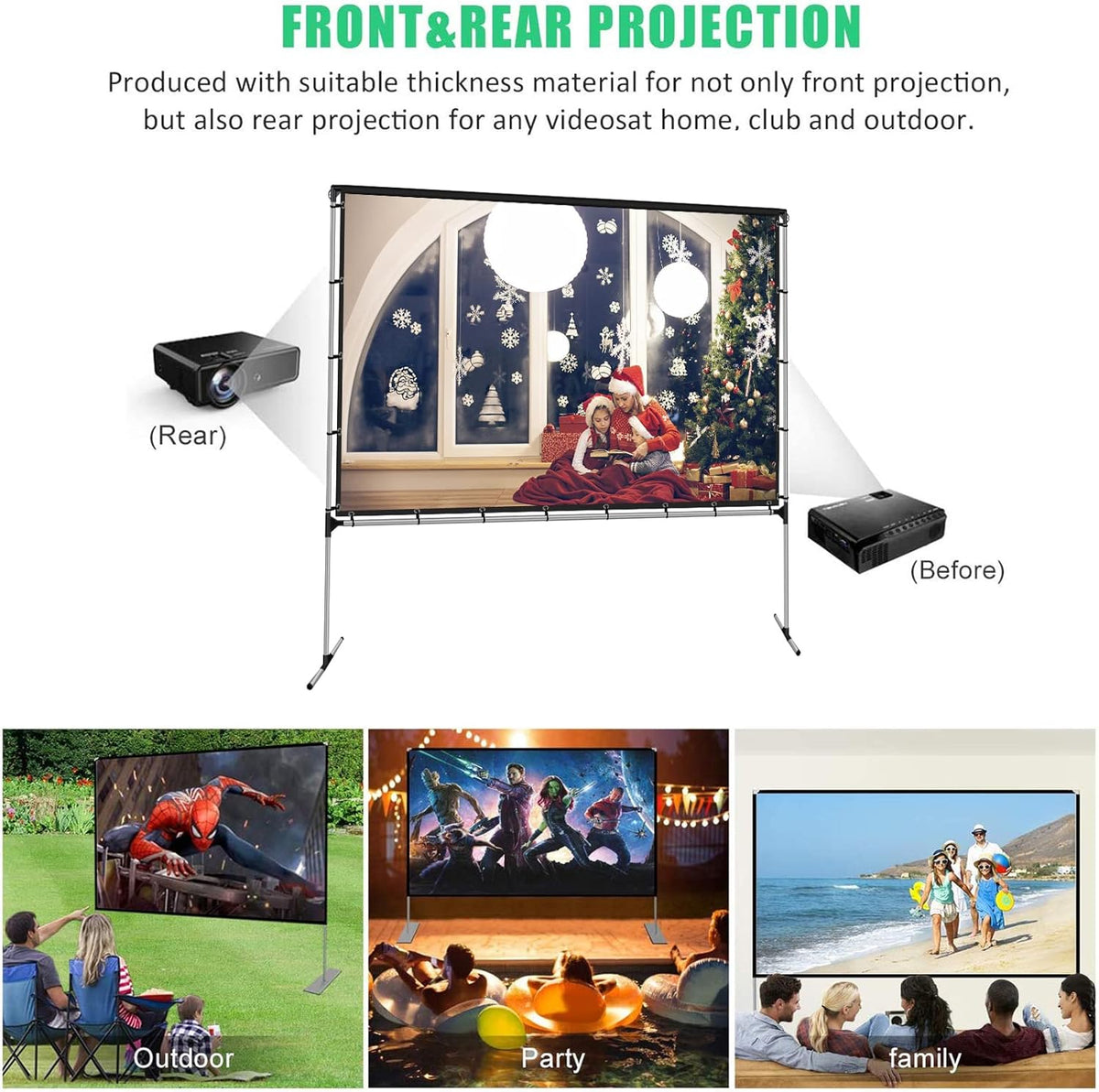 120 Inch Foldable Projector Screen with Stand I42736
