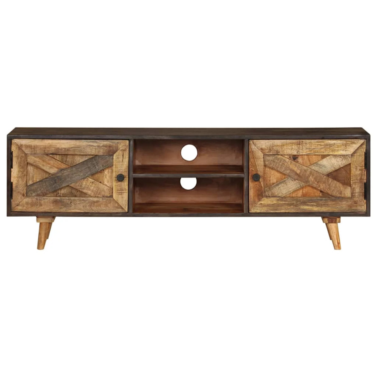 Mango Wood TV Cabinet with 2 Doors and Storage Shelves G2089