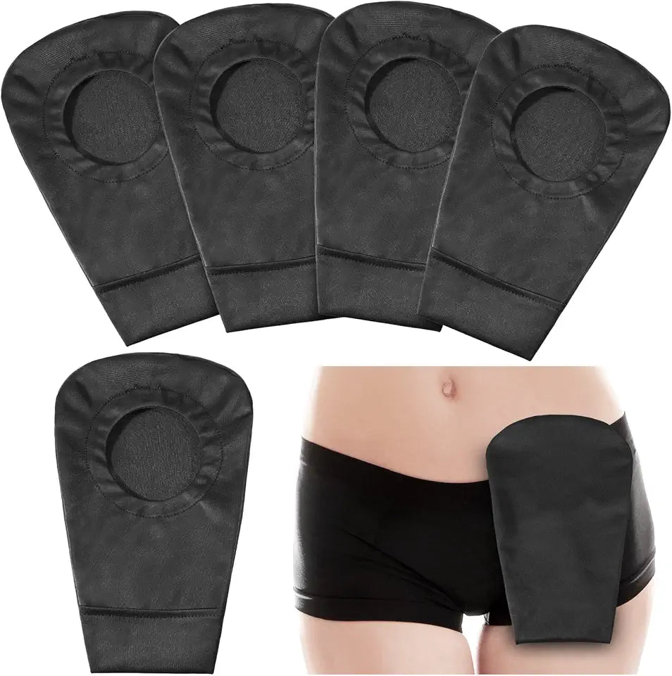 Black 4 Pcs Ostomy Bag Cover Washable Pouch Liner X8967