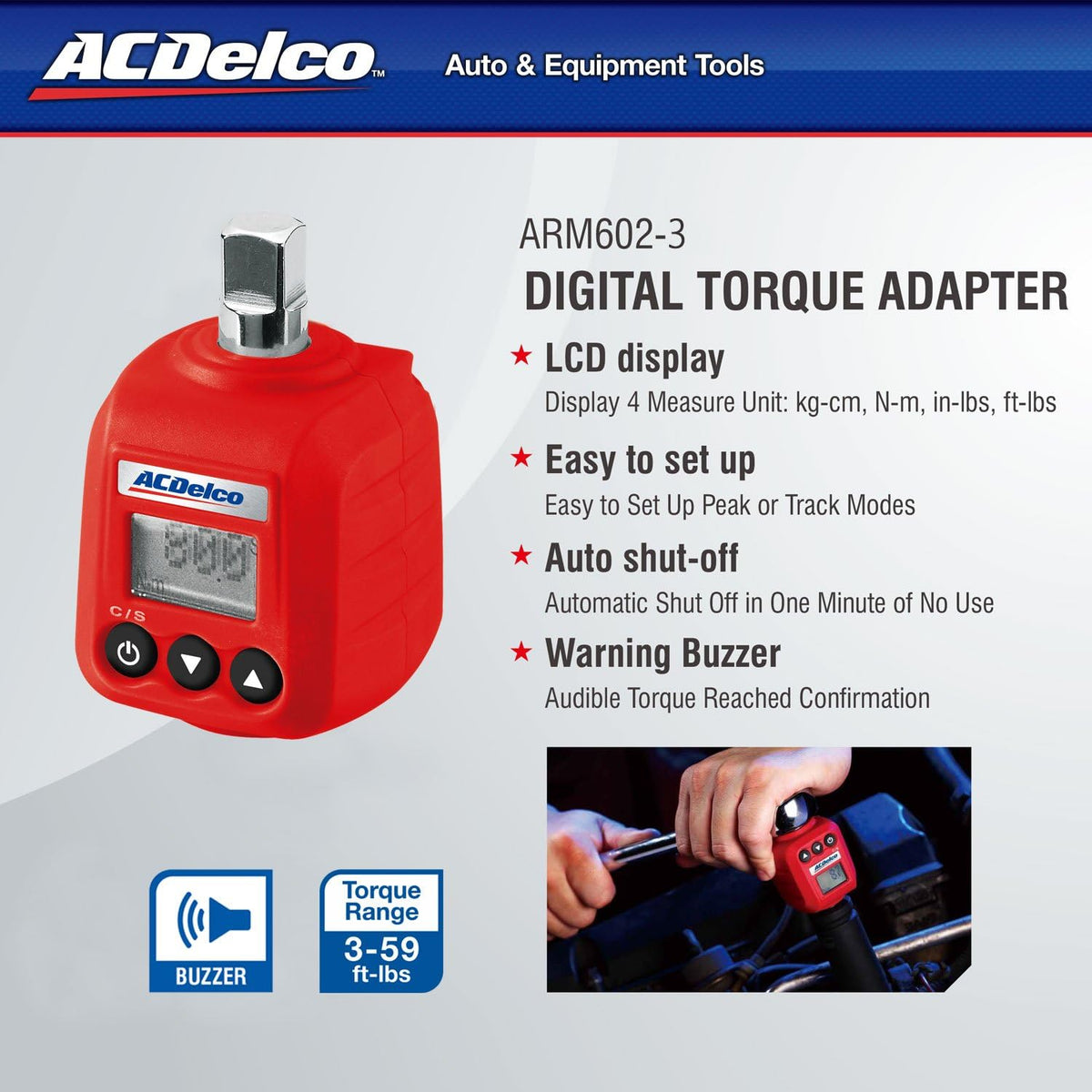 3/8” Digital Torque Adapter with Buzzer and LED Flash Notification, Pack of 2 R426
