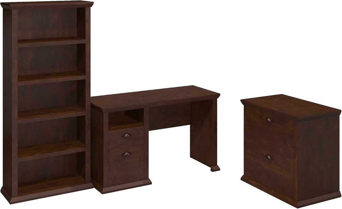 Antique Cherry 50W Desk with 5 Shelf Bookcase A14869