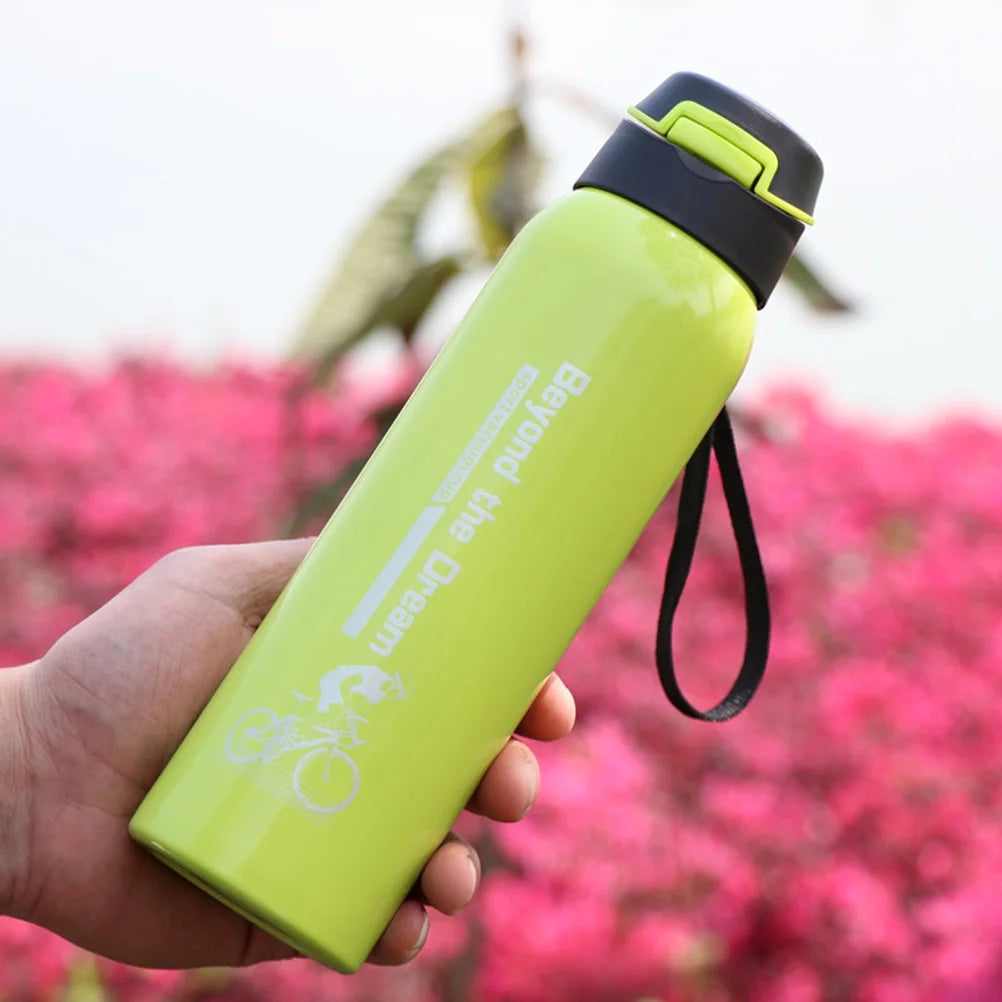 Green Vacuum Insulated Water Bottle with Straw J66392
