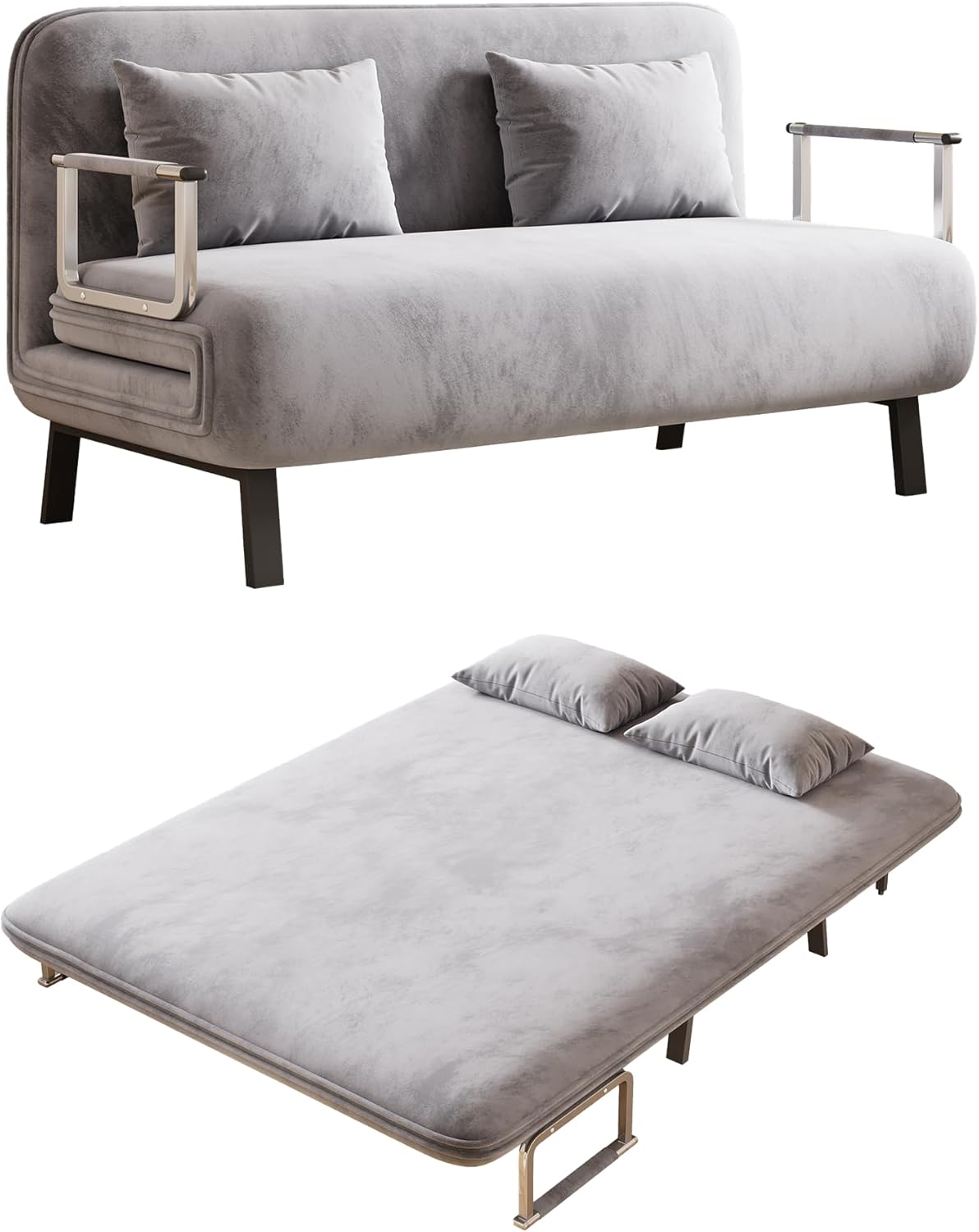 Folding Chair Bed Convertible Sleeper Sofa with Adjustable Backrest and Pillow Y60511