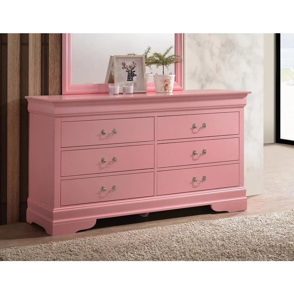 Pink 6 Drawer Double Dresser D906772