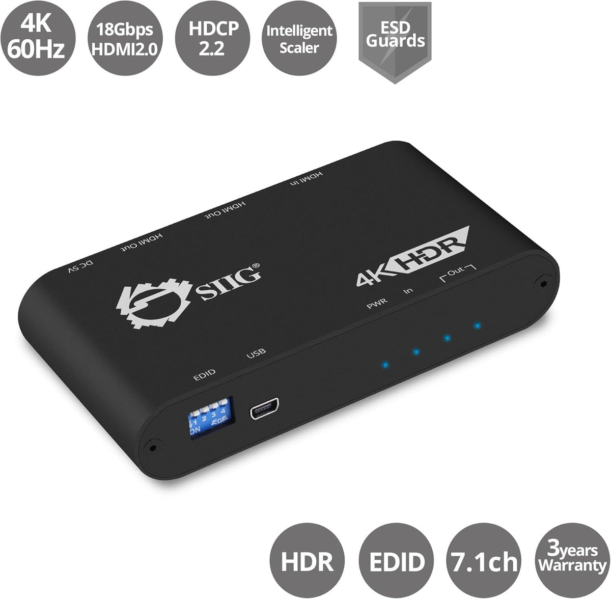 4K 1x2 HDMI Splitter with EDID Management F496