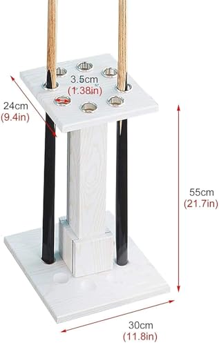 White Wooden Pool Cue Rack Stand Holds 8 Cues W54750