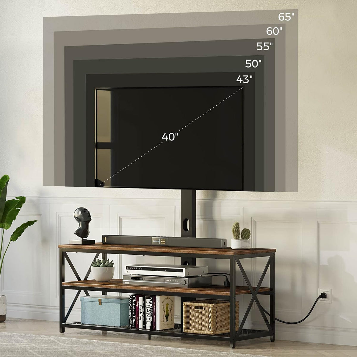 43 Inch Swivel Height Adjustable TV Stand with Mount Q94534
