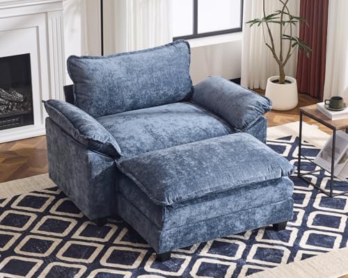 Beige Chenille 3-Seat Sectional Sofa with Ottoman F708