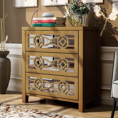 Gold 3 Drawer Accent Chest P148