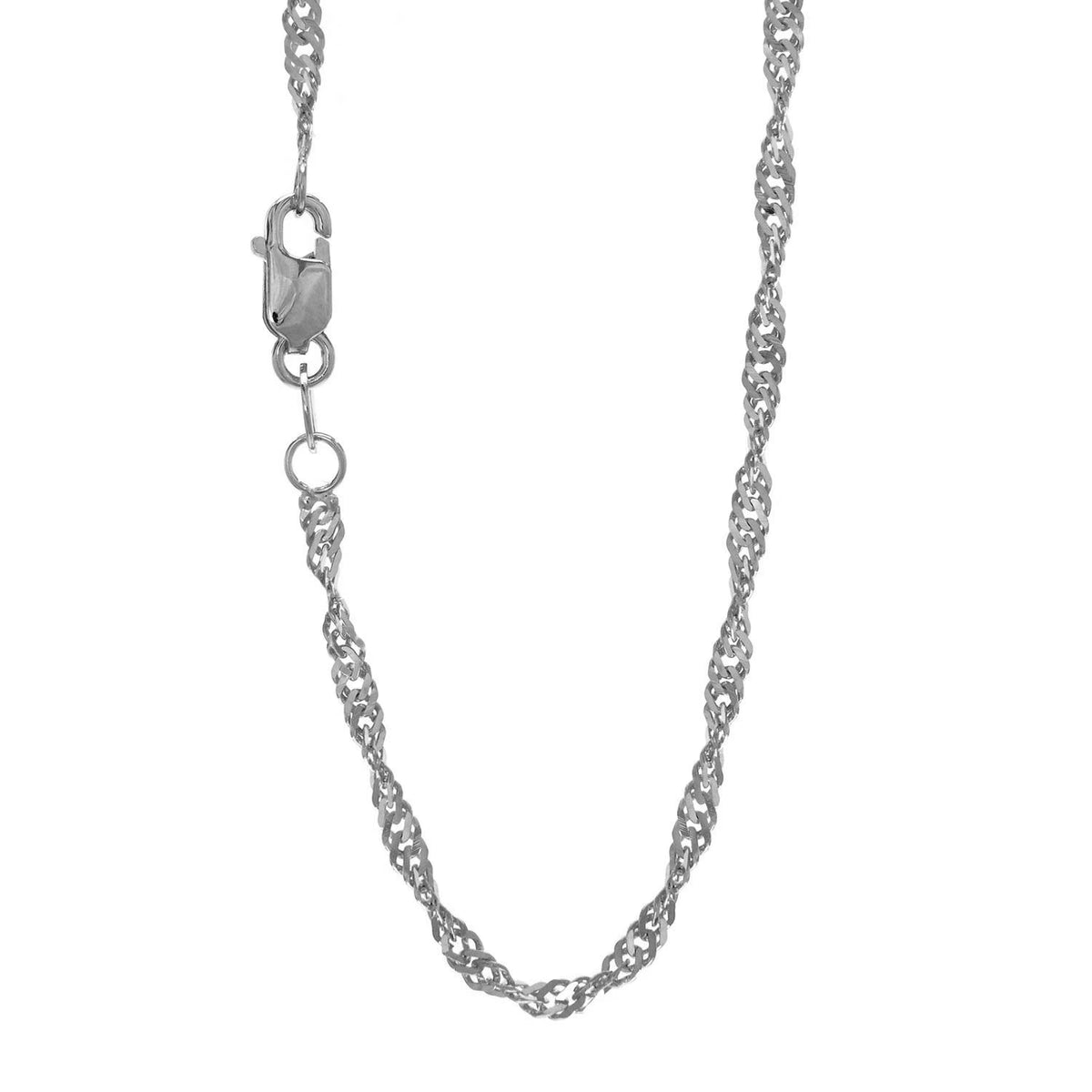 14k Solid White Gold Singapore Chain Necklace 20" A24078