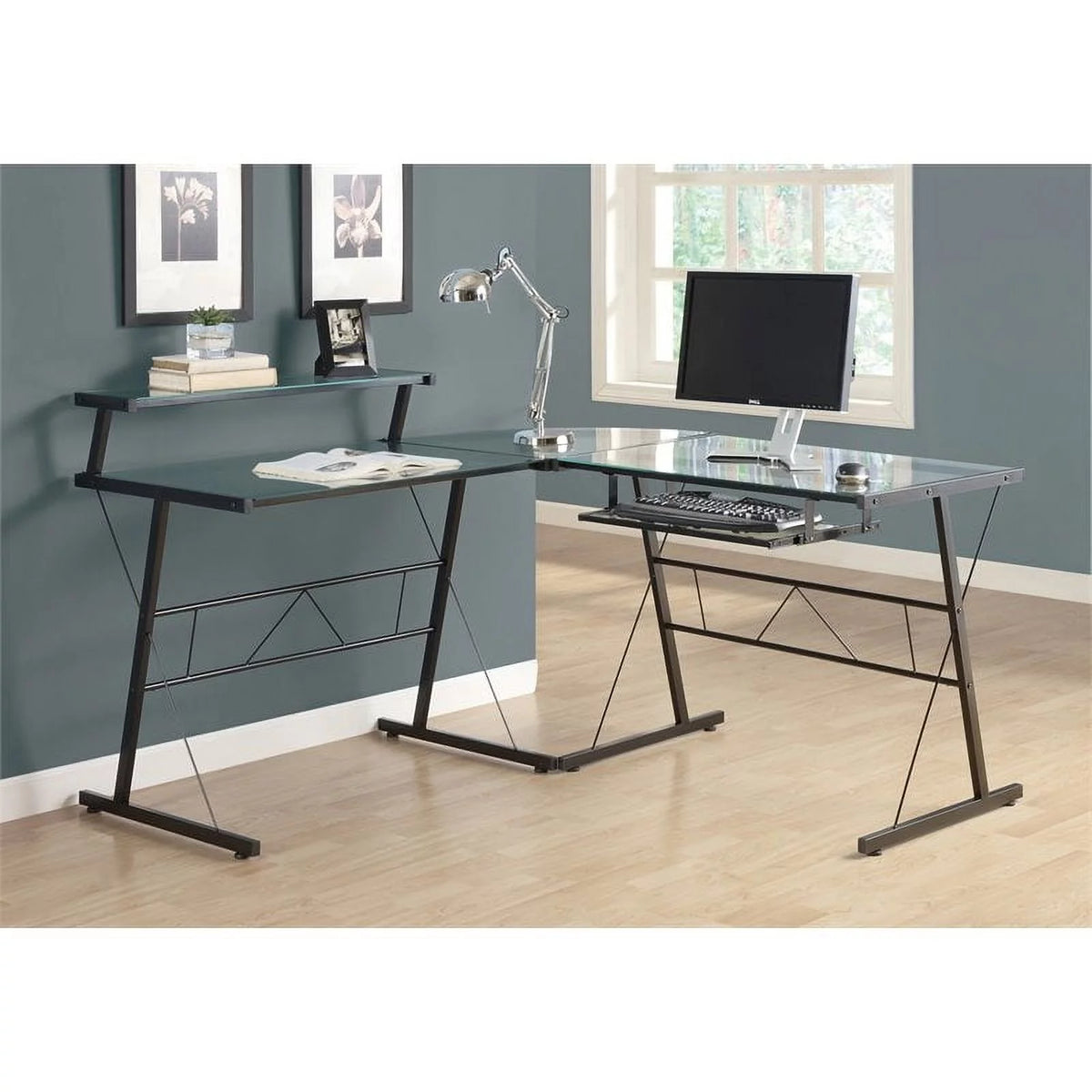 Black L Shaped Computer Desk N633041