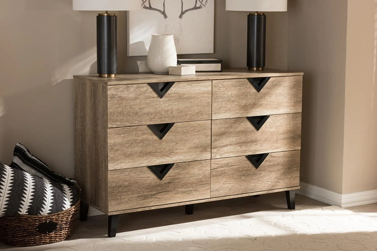 Light Brown Wood 6-Drawer Chest C4623