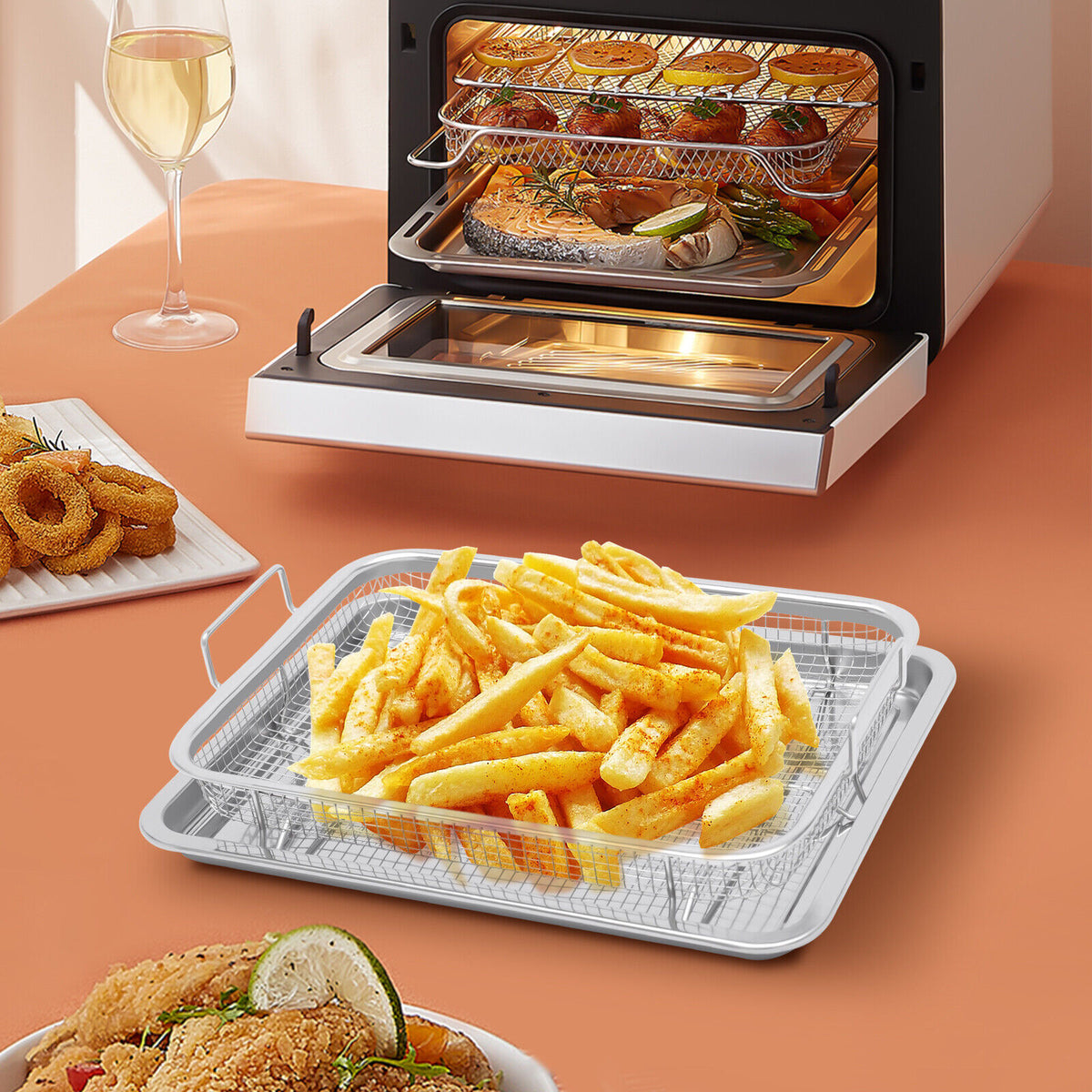 Stainless Steel Air Fryer Basket 2 Piece Set U290